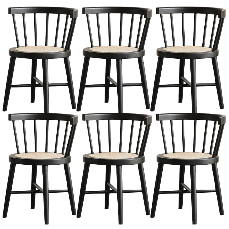 Modern Style Dining Chair Solid Wood Slat Back Side Chair for Home Black 6 Piece Set Clearhalo 'Dining Chairs' 'Dining Tables & Seating' 'dining_chair' 'furn' 'furn_dining_chair' 'Furniture' 'Kitchen & Dining Furniture' 6066544