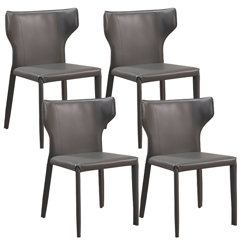 Matte Finish Wingback Side Chair Contemporary Dining Chair with Leather Legs