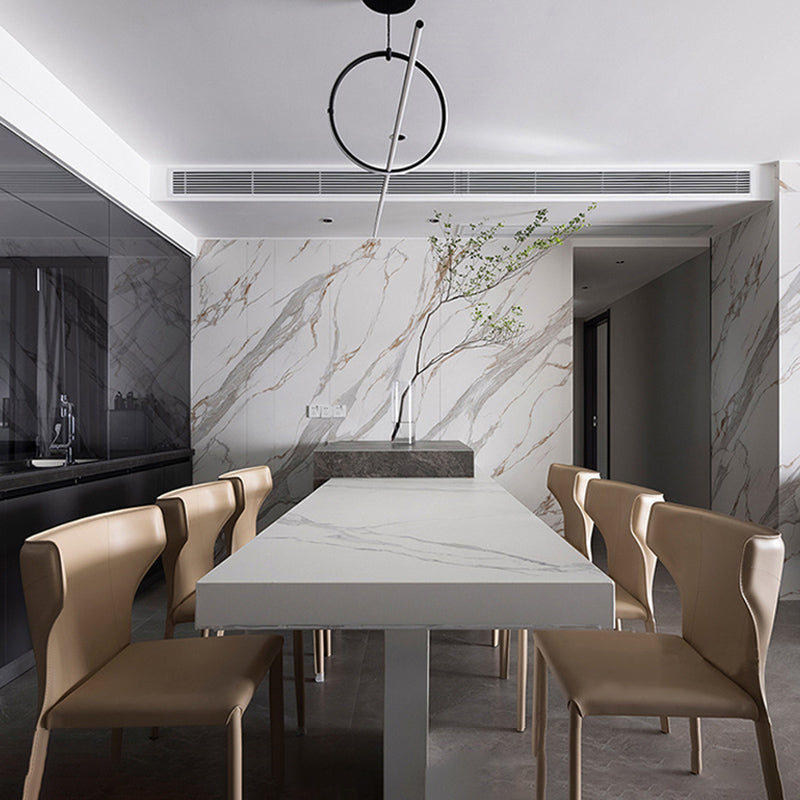 Matte Finish Wingback Side Chair Contemporary Dining Chair with Leather Legs