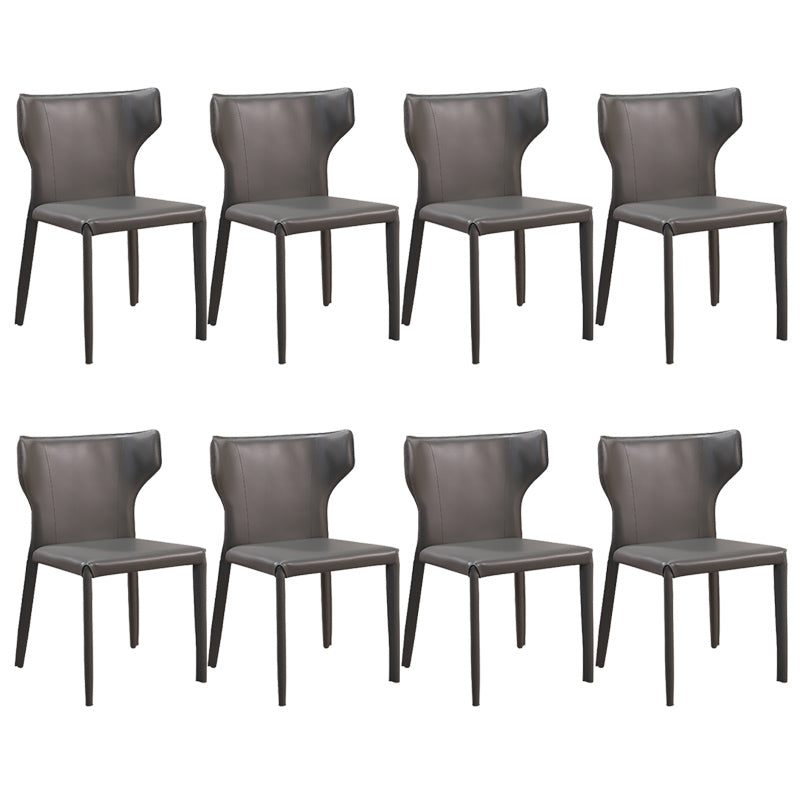 Matte Finish Wingback Side Chair Contemporary Dining Chair with Leather Legs