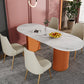 Stone Top Dining Room Table Traditional Luxury Oval Table with Sled Base