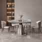 Stone Top Dining Table Modern Round Dining Table with Pedestal Base in Grey