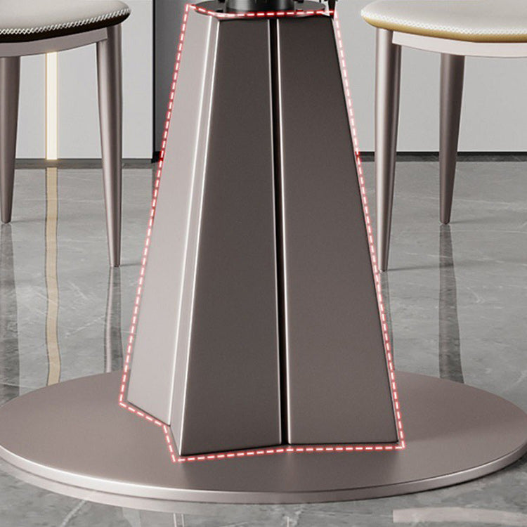 Stone Top Dining Table Modern Round Dining Table with Pedestal Base in Grey