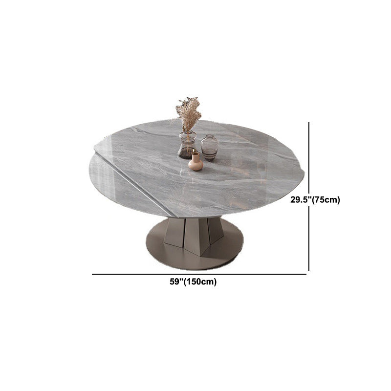 Stone Top Dining Table Modern Round Dining Table with Pedestal Base in Grey