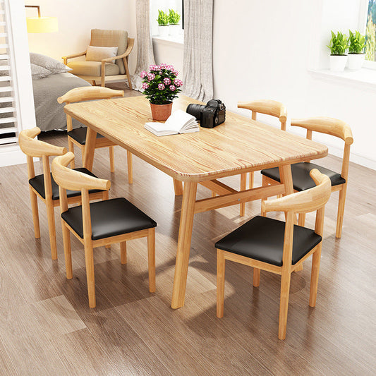 Solid Wood Top Dining Table Traditional Luxury Rectangle Table with 4 Legs Natural 47.2"L x 23.6"W x 29.5"H Without Chairs