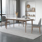 White Stone Top Dining Table Mid-Century Modern Dining Table with 4 Wood Legs