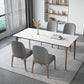 White Stone Top Dining Table Mid-Century Modern Dining Table with 4 Wood Legs