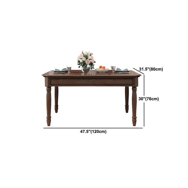 Wood Top Dining Table Mid-Century Modern Table with 4 Legs in Brown