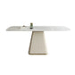 Mesa de comedor de comedor superior de piedra con base de pedestal en blanco