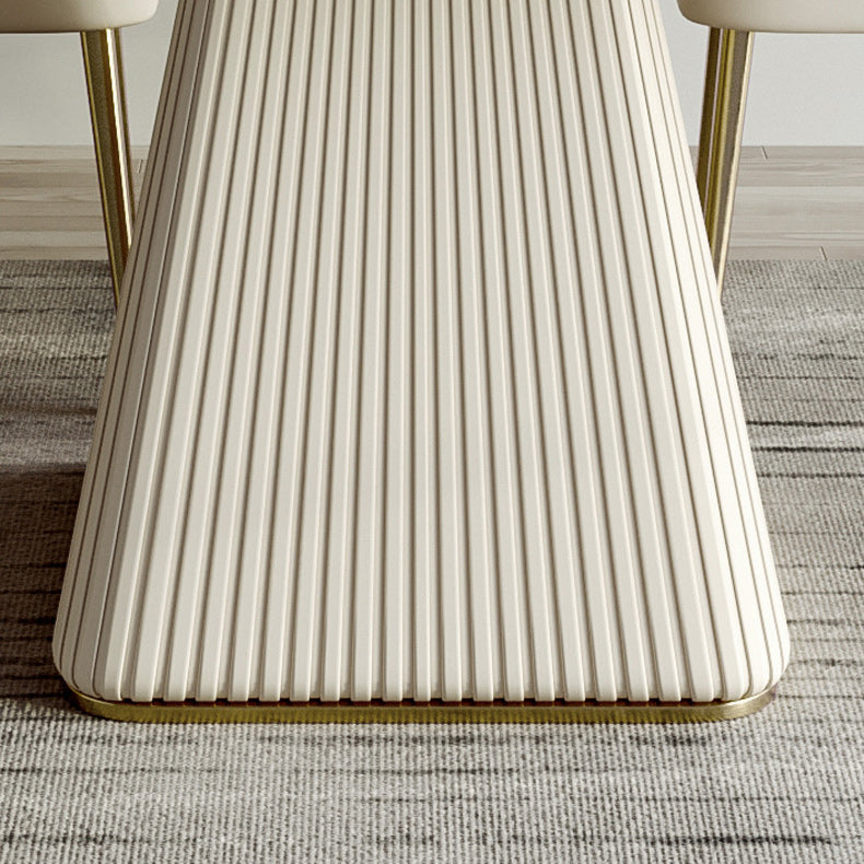 Mesa de comedor de comedor superior de piedra con base de pedestal en blanco