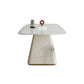 Mesa de comedor de comedor superior de piedra con base de pedestal en blanco
