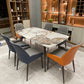 Mesa de comedor de piedra rectangular 4 patas Muebles de 4 patas Base de metal para el hogar