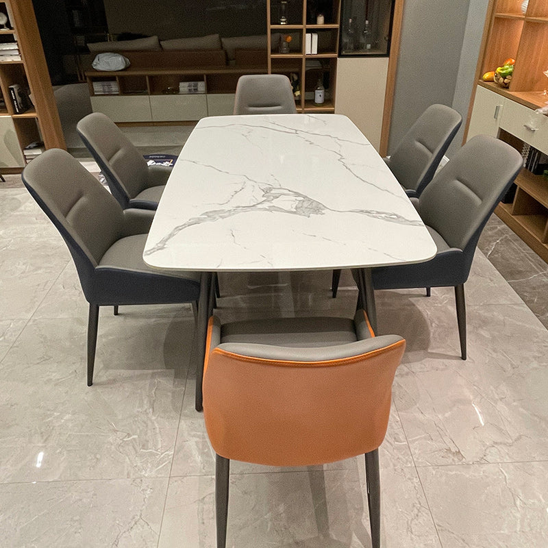 Mesa de comedor de piedra rectangular 4 patas Muebles de 4 patas Base de metal para el hogar