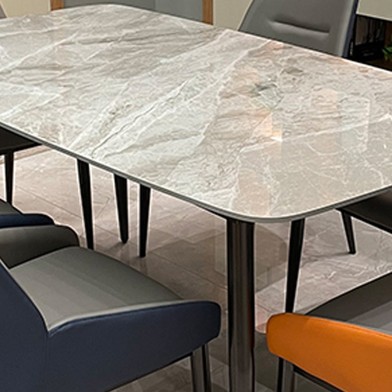 Mesa de comedor de piedra rectangular 4 patas Muebles de 4 patas Base de metal para el hogar