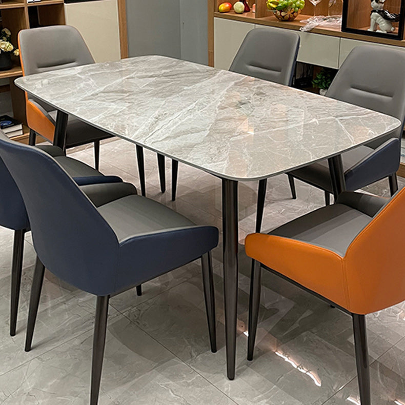 Mesa de comedor de piedra rectangular 4 patas Muebles de 4 patas Base de metal para el hogar