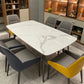 Mesa de comedor de piedra rectangular 4 patas Muebles de 4 patas Base de metal para el hogar