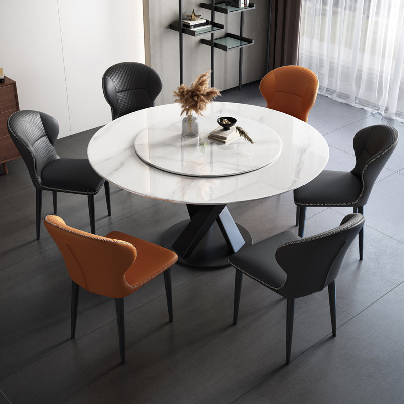 Modern Stone Dining Table Turntable Home Kitchen Pedestal Furniture White Without Chairs Clearhalo 'Dining Tables & Seating' 'Dining Tables' 'dining_table' 'furn' 'furn_dining_table' 'Furniture' 'Kitchen & Dining Furniture' 6066842