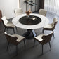 Modern Stone Dining Table Turntable Home Kitchen Pedestal Furniture Black White Without Chairs Clearhalo 'Dining Tables & Seating' 'Dining Tables' 'dining_table' 'furn' 'furn_dining_table' 'Furniture' 'Kitchen & Dining Furniture' 6066843