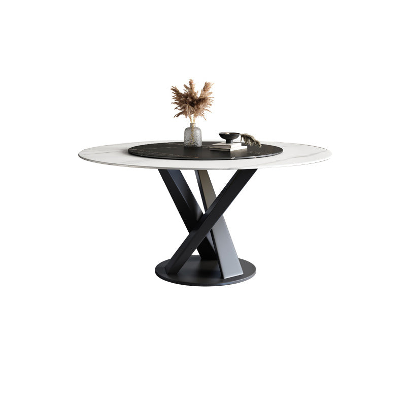 Modern Stone Dining Table Turntable Home Kitchen Pedestal Furniture Clearhalo 'Dining Tables & Seating' 'Dining Tables' 'dining_table' 'furn' 'furn_dining_table' 'Furniture' 'Kitchen & Dining Furniture' 6066846
