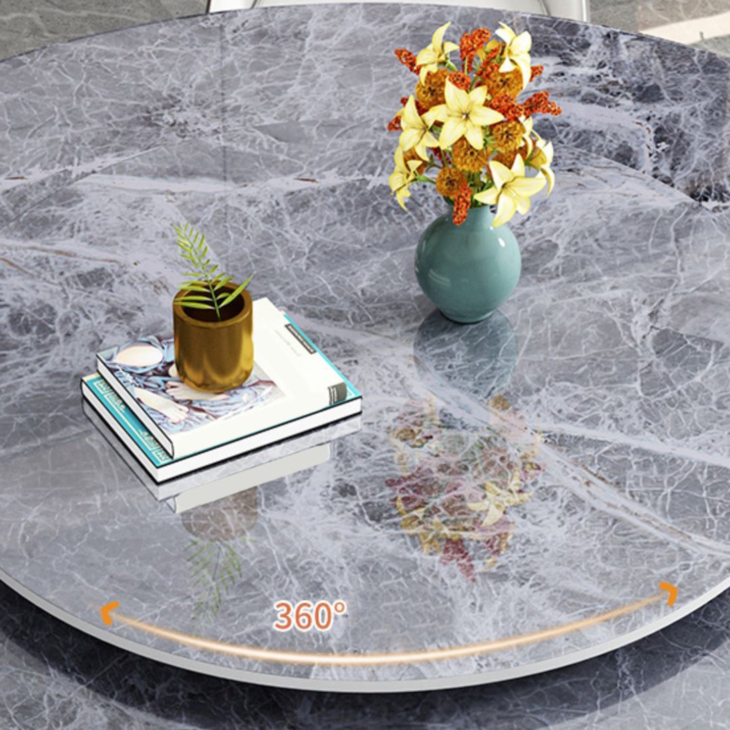 Round Stone Turntable Table Minimalist Furniture with Pedestal Base Clearhalo 'Dining Tables & Seating' 'Dining Tables' 'dining_table' 'furn' 'furn_dining_table' 'Furniture' 'Kitchen & Dining Furniture' 6066879