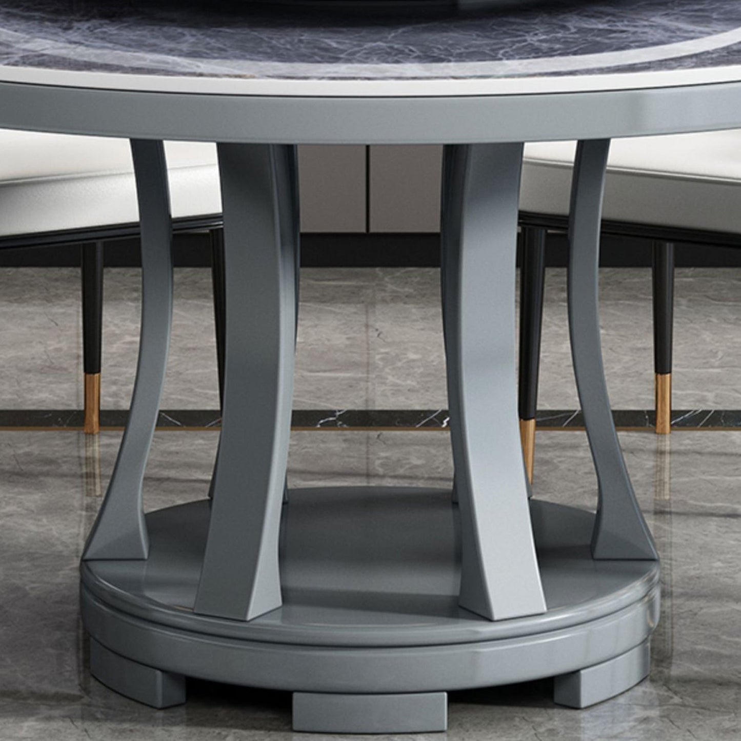 Round Stone Turntable Table Minimalist Furniture with Pedestal Base Clearhalo 'Dining Tables & Seating' 'Dining Tables' 'dining_table' 'furn' 'furn_dining_table' 'Furniture' 'Kitchen & Dining Furniture' 6066881