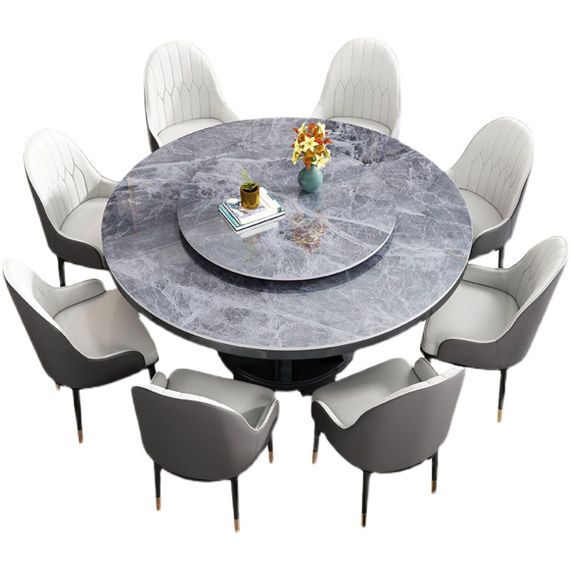 Round Stone Turntable Table Minimalist Furniture with Pedestal Base Clearhalo 'Dining Tables & Seating' 'Dining Tables' 'dining_table' 'furn' 'furn_dining_table' 'Furniture' 'Kitchen & Dining Furniture' 6066885