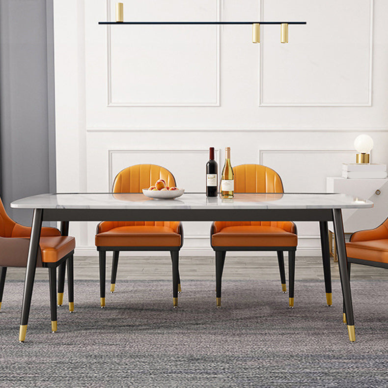 Rectangular Stone Dining Table Traditional Luxury Furniture with 4 Legs White 47.2"L x 23.6"W x 29.5"H Without Chairs Clearhalo 'Dining Tables & Seating' 'Dining Tables' 'dining_table' 'furn' 'furn_dining_table' 'Furniture' 'Kitchen & Dining Furniture' 6066896