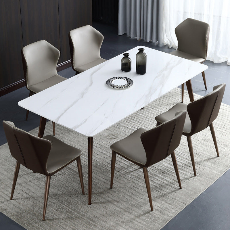 Sintered Stone Dining Table Mid-Century Modern Dining Table with 4 Legs White Without Chairs Clearhalo 'Dining Tables & Seating' 'Dining Tables' 'dining_table' 'furn' 'furn_dining_table' 'Furniture' 'Kitchen & Dining Furniture' 6066906
