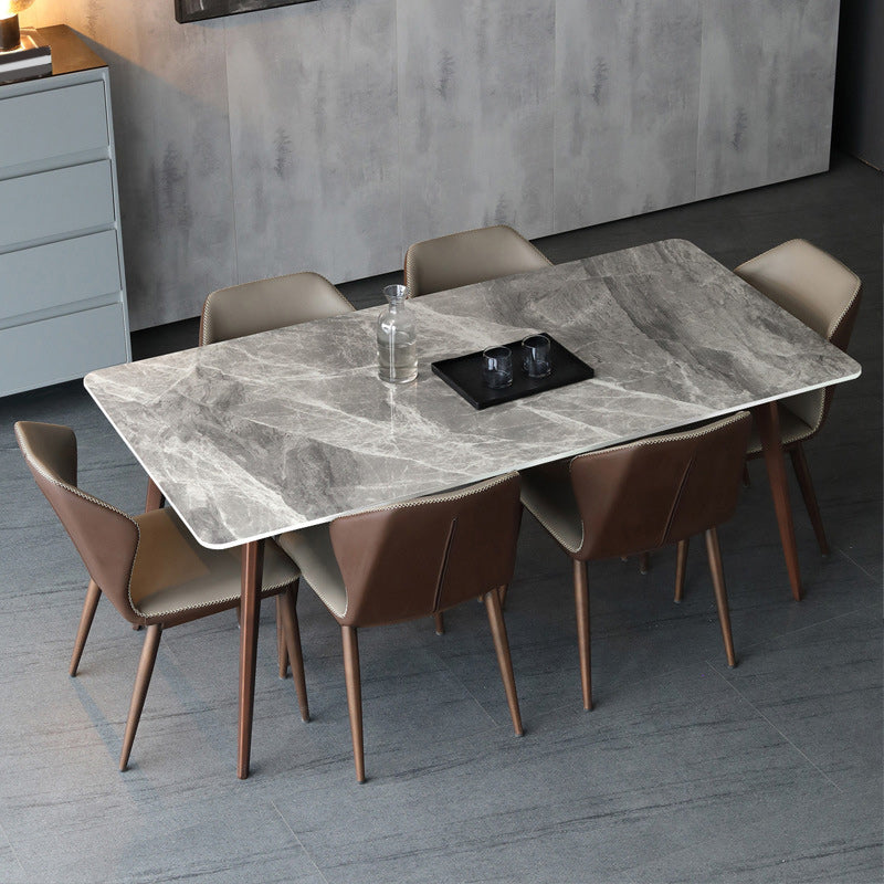 Sintered Stone Dining Table Mid-Century Modern Dining Table with 4 Legs Gray 51.2"L x 27.6"W x 29.5"H Without Chairs Clearhalo 'Dining Tables & Seating' 'Dining Tables' 'dining_table' 'furn' 'furn_dining_table' 'Furniture' 'Kitchen & Dining Furniture' 6066907