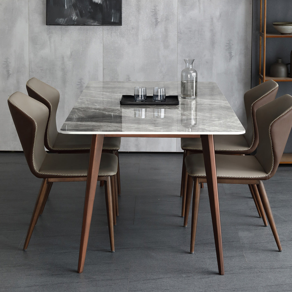 Sintered Stone Dining Table Mid-Century Modern Dining Table with 4 Legs Clearhalo 'Dining Tables & Seating' 'Dining Tables' 'dining_table' 'furn' 'furn_dining_table' 'Furniture' 'Kitchen & Dining Furniture' 6066914