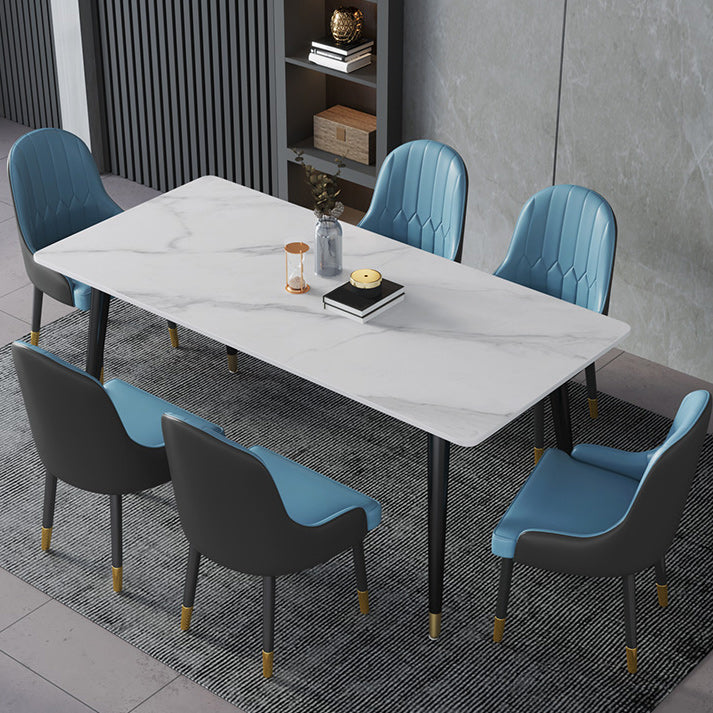 Mesa de comedor rectangular mesa de comedor de piedra con base de hierro