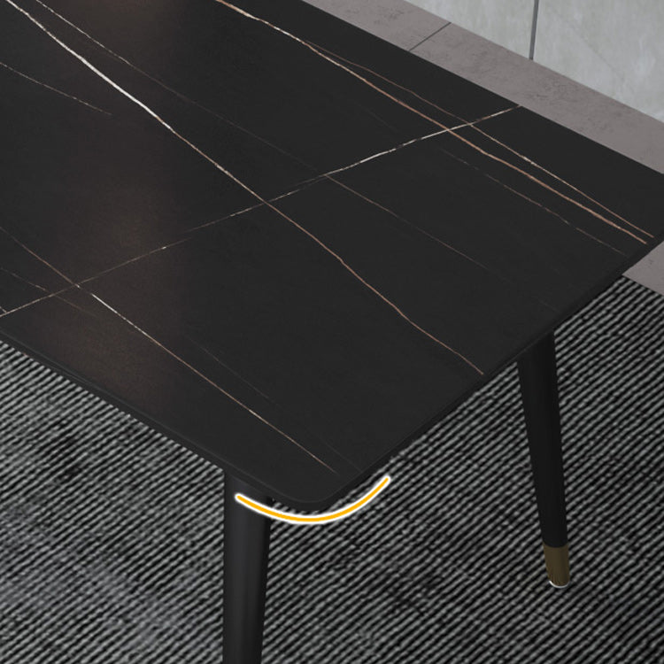 Mesa de comedor rectangular mesa de comedor de piedra con base de hierro