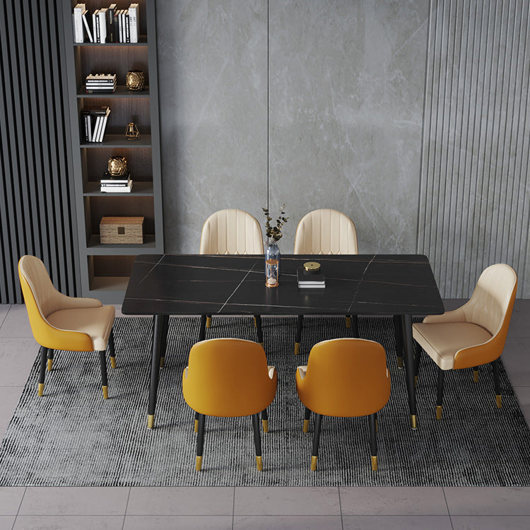 Mesa de comedor rectangular mesa de comedor de piedra con base de hierro