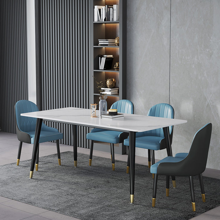 Mesa de comedor rectangular mesa de comedor de piedra con base de hierro