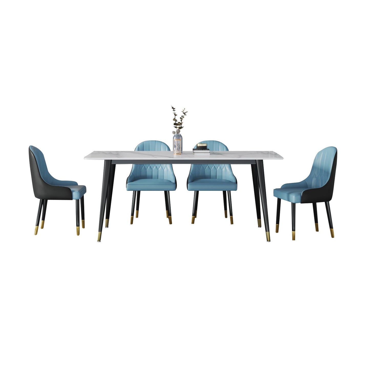 Mesa de comedor rectangular mesa de comedor de piedra con base de hierro