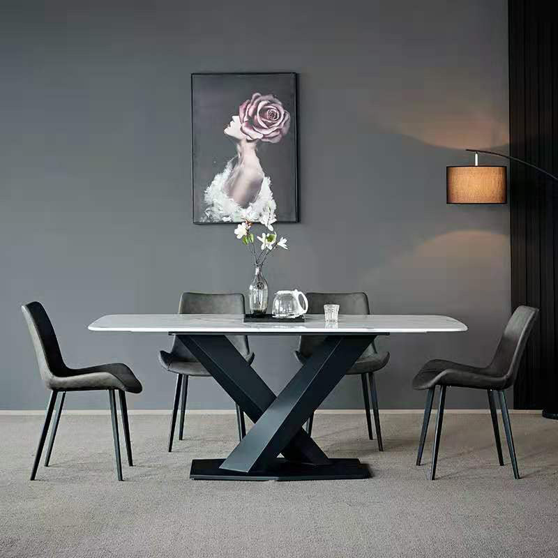 Rectangle Dining Table Industrial Dining Table with Pedestal Base