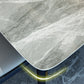 Mesa de comedor de base de madera sólida Mesa de comedor de piedra rectangular con tapa gris y blanca