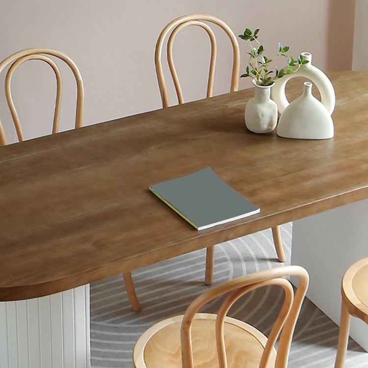 Pine Solid Wood Dining Table Oval Dining Table with Double Pedestal