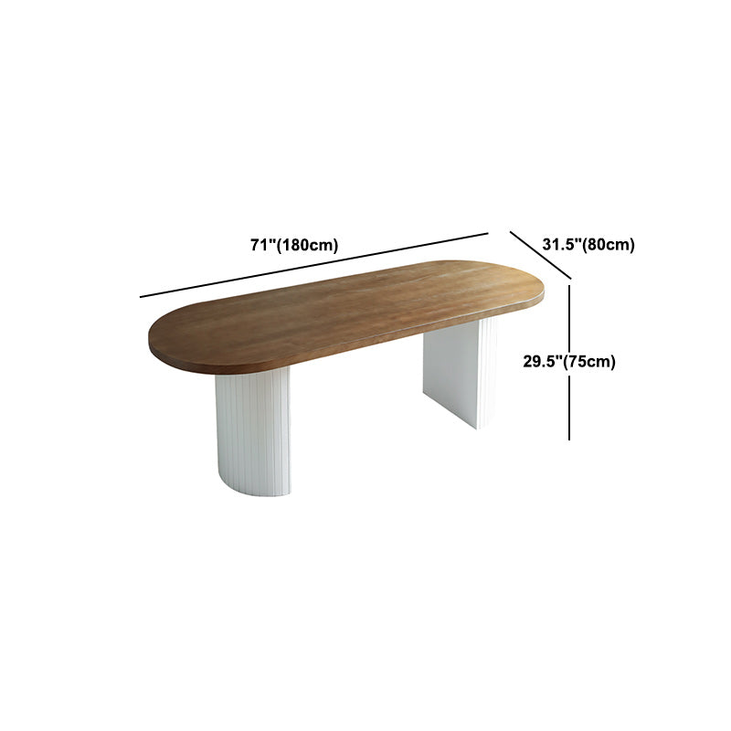 Pine Solid Wood Dining Table Oval Dining Table with Double Pedestal