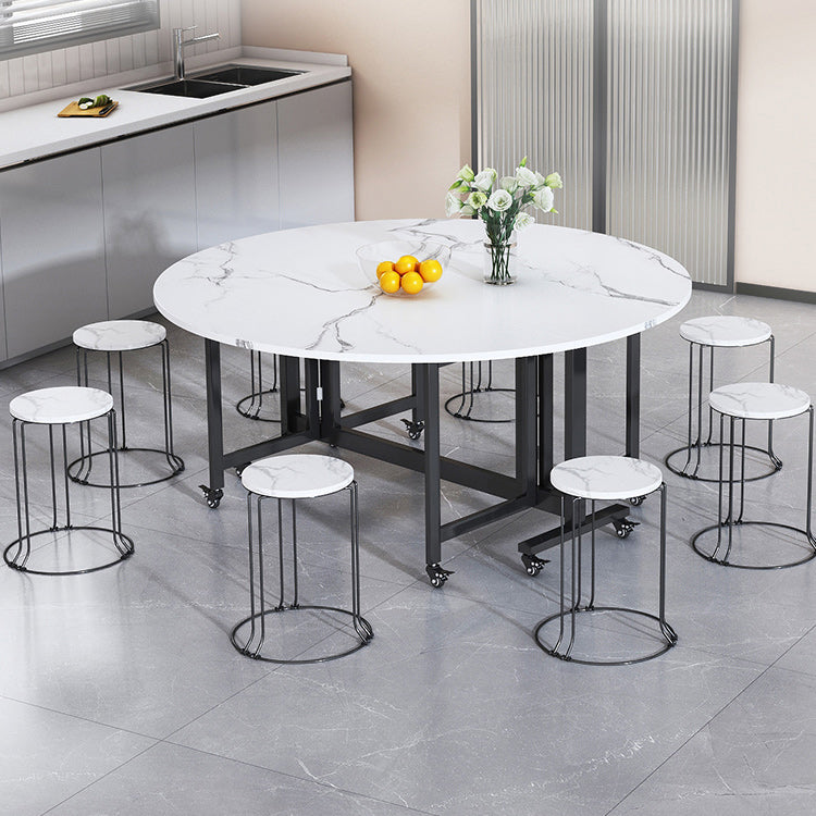 Mesa de comedor plegable Mesa de comedor de mármol sintético con marco negro