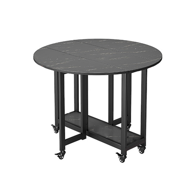 Mesa de comedor plegable Mesa de comedor de mármol sintético con marco negro