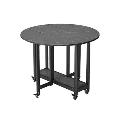 Mesa de comedor plegable Mesa de comedor de mármol sintético con marco negro
