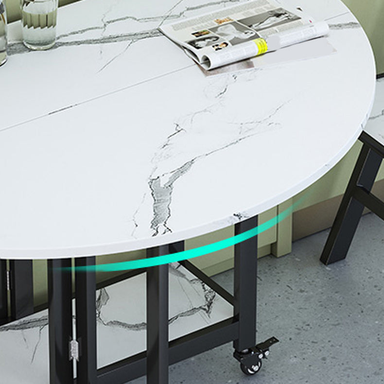 Mesa de comedor plegable Mesa de comedor de mármol sintético con marco negro