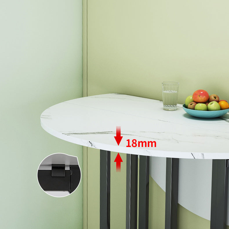 Mesa de comedor plegable Mesa de comedor de mármol sintético con marco negro