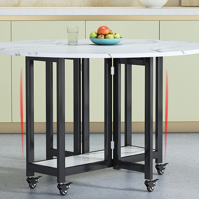 Mesa de comedor plegable Mesa de comedor de mármol sintético con marco negro
