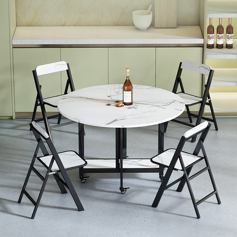 Mesa de comedor plegable Mesa de comedor de mármol sintético con marco negro