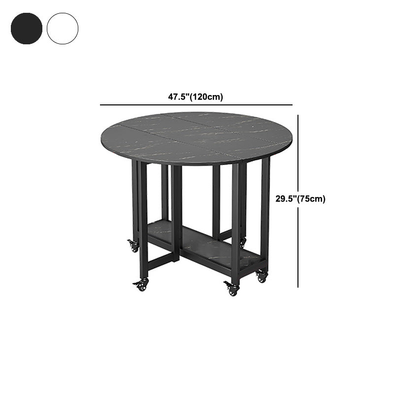 Mesa de comedor plegable Mesa de comedor de mármol sintético con marco negro