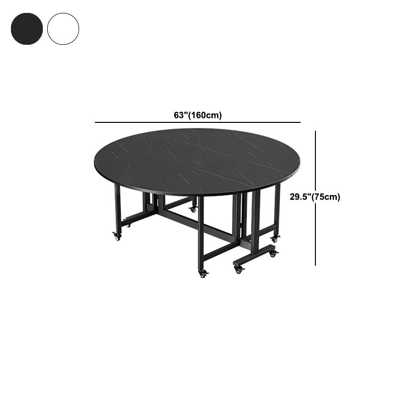 Mesa de comedor plegable Mesa de comedor de mármol sintético con marco negro