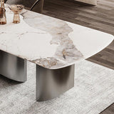 Rectangular Sintered Stone Dining Table Modern Gold Furniture with Tripod Base for Home