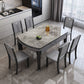Round Sintered Stone Dining Table Modern Extendable Furniture with 4 Legs for Apartment Gray 53.1"L x 33.5"W x 29.5"H Without Chairs Clearhalo 'Dining Tables & Seating' 'Dining Tables' 'dining_table' 'furn' 'furn_dining_table' 'Furniture' 'Kitchen & Dining Furniture' 6067031